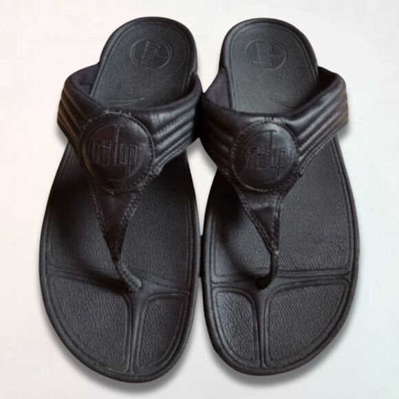 Fitflop Black Chunky Wedge Thong Sandal 8 Comfort - Picture 2 of 10